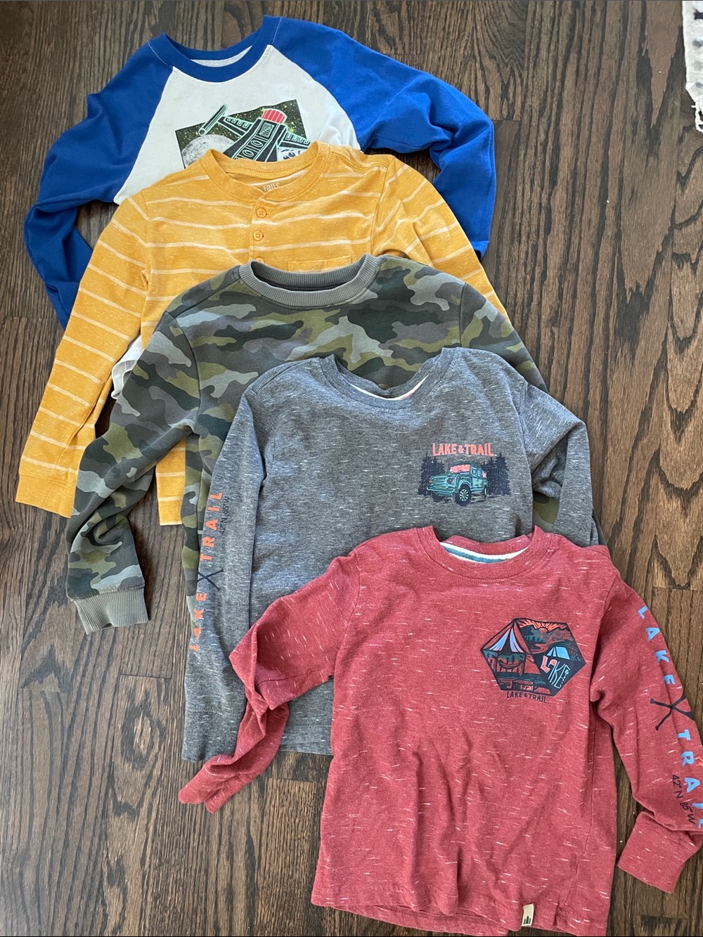 Kids Long-Sleeve Bundle - Blue, Yellow, Camouflage, Gray, Red